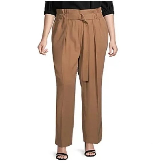 Worthington Pants - New! Worthington Womens Straight Pull-On Pants Brown‎ XL Pockets High Waisted